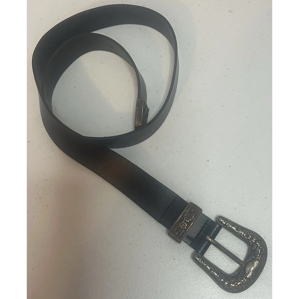 Women's Black Belt Bronze Buckle 25 32 Inches Small Medium